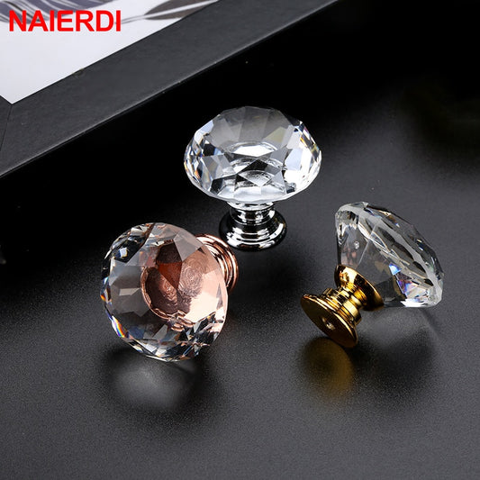 NAIERDI  Crystal Handles Glass Knobs