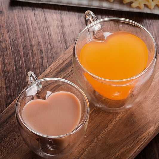 Heart Love Shaped Glass Mug